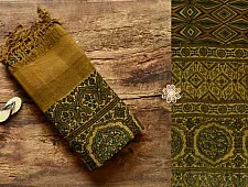 Grishma . ग्रीष्‍म | Handwoven Cotton - Ajrakh Block Printed Dupatta - Green & Yellow