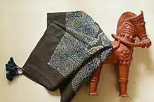 Neelanjana . नीलांजना ~ Square Ajrakh Cotton Scarf - A
