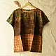 earthy brown mustard teal ajrakh cotton top geometric grid block print hand block printed boxy fit artisanal blouse women sustainable fashion natural dyed