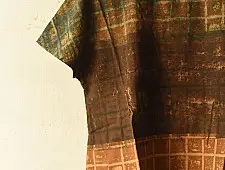 Natural Dyed ~ Ajrakh Cotton Bat Wing Sleeve Top - Green