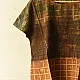 earthy brown mustard teal ajrakh cotton top geometric grid block print hand block printed boxy fit artisanal blouse women sustainable fashion natural dyed