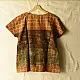 earthy brown mustard teal ajrakh cotton top geometric grid block print hand block printed boxy fit artisanal blouse women sustainable fashion natural dyed