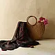 ajrakh silk square scarf orange medallion pattern indigo accents hand block printed natural dyed scarf