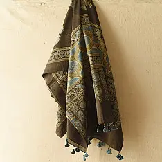 Sakhi . सखी ⁂ Ajrakh Block Printed Pure Cotton Dupatta  (10)