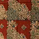 madder red indigo blue ajrakh cotton stole hand block printed checkerboard patchwork body ornate interlocking circular motifs mihrab arched border traditional artisanal scarf sustainable fashion natural dyed with tassels