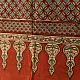 madder red indigo blue ajrakh cotton stole hand block printed checkerboard patchwork body ornate interlocking circular motifs mihrab arched border traditional artisanal scarf sustainable fashion natural dyed with tassels