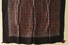Neelanjana . नीलांजना ~ Red & Blue Ajrakh Block Printed - Square Modal Silk Scarf