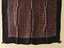 Neelanjana . नीलांजना ~ Red & Blue Ajrakh Block Printed - Square Modal Silk Scarf