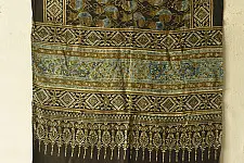 Anagi | Natural Dyed Ajrakh - Modal Silk Stole - Fish Motif