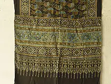 Anagi | Natural Dyed Ajrakh - Modal Silk Stole - Fish Motif