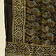 chocolate brown indigo teal ajrakh modal silk dupatta hand block printed floral vine jaal body ornate geometric lozenge pallu traditional mihrab arched detail wedding festive wear sustainable luxury natural dyed with tassels Fish Motif