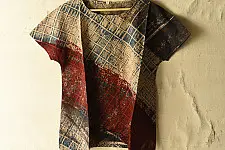 Natural Dyed ~ Ajrakh Cotton Top - Beige & Red