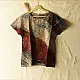 indigo blue madder red ajrakh cotton top diagonal color-blocked geometric grid block print hand block printed boxy fit artisanal blouse women sustainable fashion natural dyed