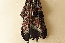 Sakhi . सखी ⁂ Ajrakh Block Printed Pure Cotton Dupatta (17)