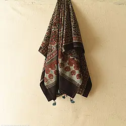 Sakhi . सखी ⁂ Ajrakh Block Printed Pure Cotton Dupatta (17)