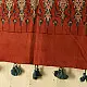 terracotta madder red indigo blue ajrakh cotton stole hand block printed floral sprig body ornate circular mandala border traditional mihrab arched detail artisanal scarf sustainable fashion natural dyed with tassels