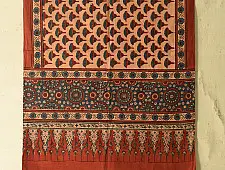 Amoha . अमोहा | Ajrakh Printed - Flower Motif Cotton Stole