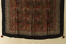 Neelanjana . नीलांजना ~ Ajrakh Block Printed Square Modal Silk Scarf