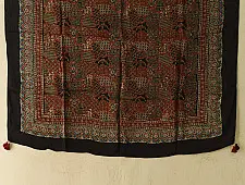 Neelanjana . नीलांजना ~ Ajrakh Block Printed Square Modal Silk Scarf