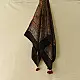 red indigo black ajrakh silk square scarf intricate geometric pattern hand block printed natural dyed scarf tassels