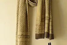 Ajrakh Mulberry Silk Dupatta | Natural dyed - Beige 