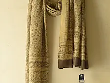 Ajrakh Mulberry Silk Dupatta | Natural dyed - Beige 