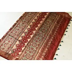Mulberry Silk Saree ~ Ajrakh Block Prints