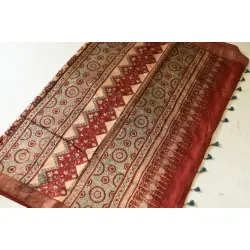 Mulberry Silk Saree ~ Ajrakh Block Prints