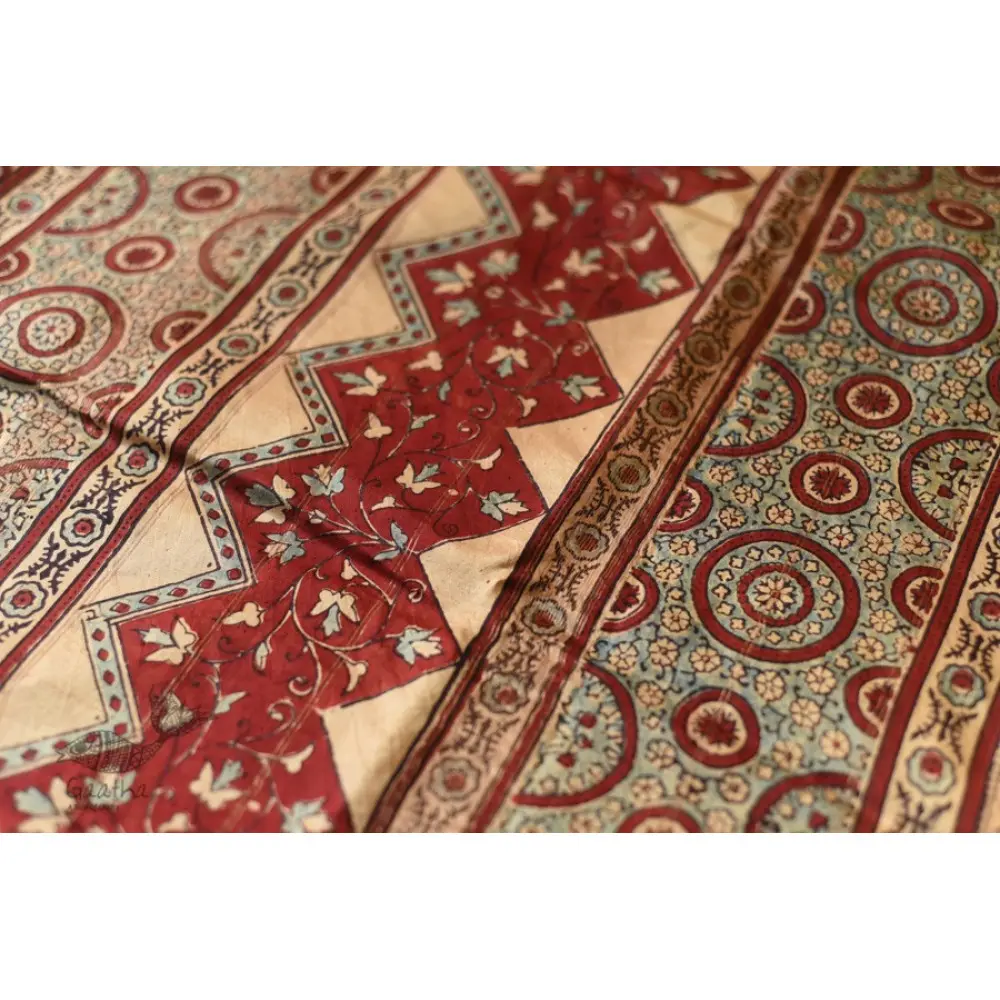shop Mulberry Silk Saree ~ Ajrakh Block Prints