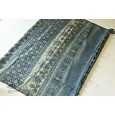 Ajrakh Tussar Silk Saree with Natural Dyed Indigo