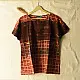 madder red earthy brown charcoal cream ajrakh cotton top horizontal geometric grid block print hand block printed boxy fit artisanal blouse women sustainable fashion natural dyed