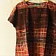 madder red earthy brown charcoal cream ajrakh cotton top horizontal geometric grid block print hand block printed boxy fit artisanal blouse women sustainable fashion natural dyed