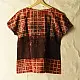 madder red earthy brown charcoal cream ajrakh cotton top horizontal geometric grid block print hand block printed boxy fit artisanal blouse women sustainable fashion natural dyed