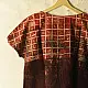 madder red earthy brown charcoal cream ajrakh cotton top horizontal geometric grid block print hand block printed boxy fit artisanal blouse women sustainable fashion natural dyed