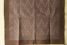 Neelanjana . नीलांजना ~ Ajrakh Cotton - Brown Zig Zag Scarf