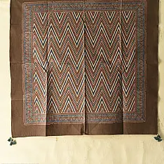 Neelanjana . नीलांजना ~ Ajrakh Cotton - Brown Zig Zag Scarf
