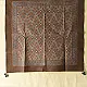 brown blue ajrakh silk square scarf zigzag chevron stripe pattern hand block printed natural dyed scarf