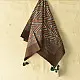 brown blue ajrakh silk square scarf zigzag chevron stripe pattern hand block printed natural dyed scarf