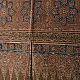 chocolate brown indigo blue madder red ajrakh cotton stole hand block printed zigzag leheriya body ornate eight-pointed star motif border traditional mihrab arched detail artisanal scarf sustainable fashion natural dyed with tassels