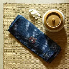 Shruti | Ajrakh Modal Silk Saree - Blue Doted
