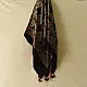 black ajrakh silk square scarf geometric floral pattern hand block printed natural dyed scarf tassels