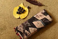 Charu . चारु | Ajrakh Printed Mul Cotton Black Saree