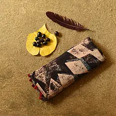 Charu . चारु | Ajrakh Printed Mul Cotton Black Saree