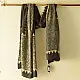 mulberry silk ajrakh dupatta chocolate brown olive blue interlocking geometric floral jaal block print cream sawtooth triangle border hand block printed natural dyed silk dupatta