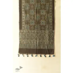 Amoha . अमोहा | Mulmul Soft Cotton Ajrakh Stole - Grey