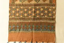 Amoha . अमोहा | Ajrakh Block Prints - Mulmul Soft Cotton Stole - Brown