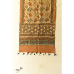 Amoha . अमोहा | Ajrakh Block Prints - Mulmul Soft Cotton Stole - Brown