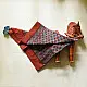 red ajrakh cotton square scarf indigo blue black geometric trellis block print hand block printed natural dyed scarf tassels