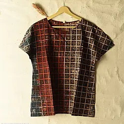 Natural Dyed ~ Ajrakh Cotton Top - A