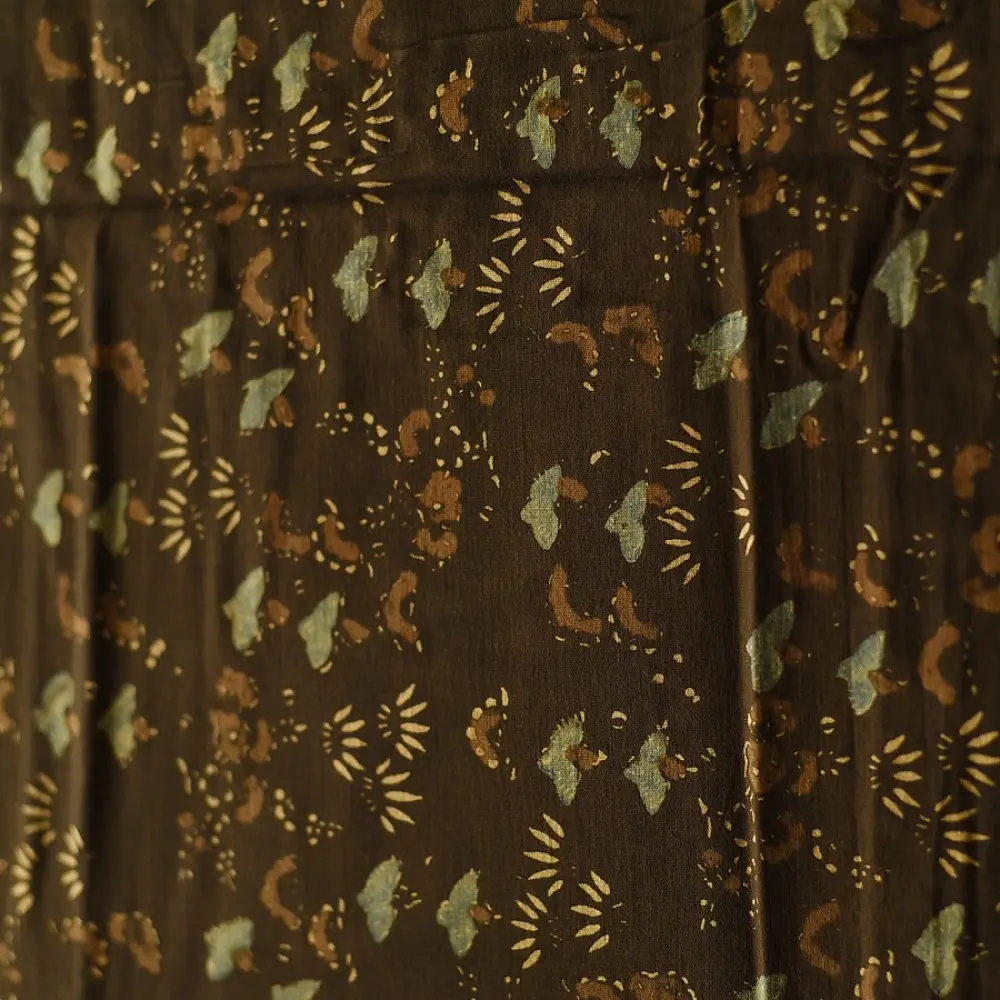 Multi-coloured Ajrakh block print dupatta with rich earthy tones